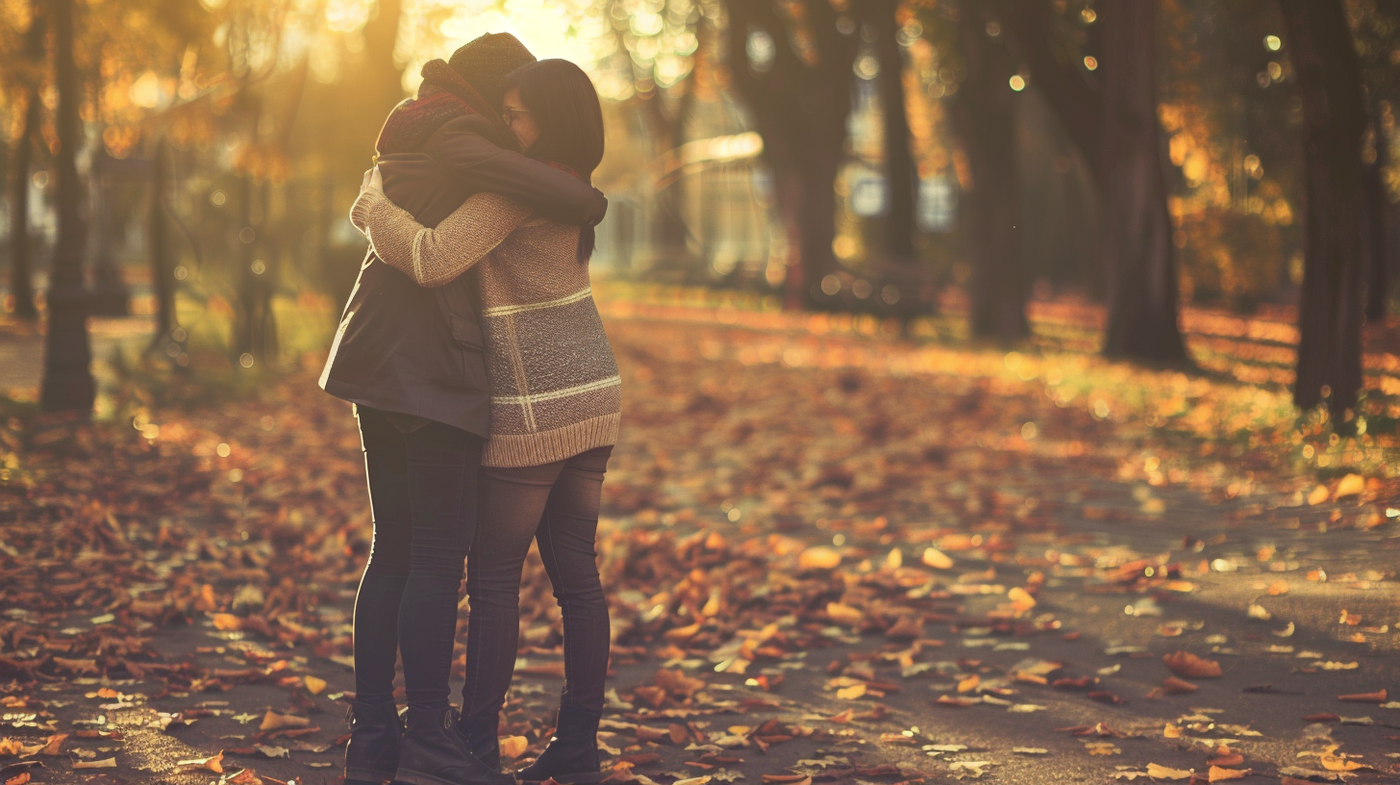Two people hugging each other, offering comfort and support during a time of grief over pet loss