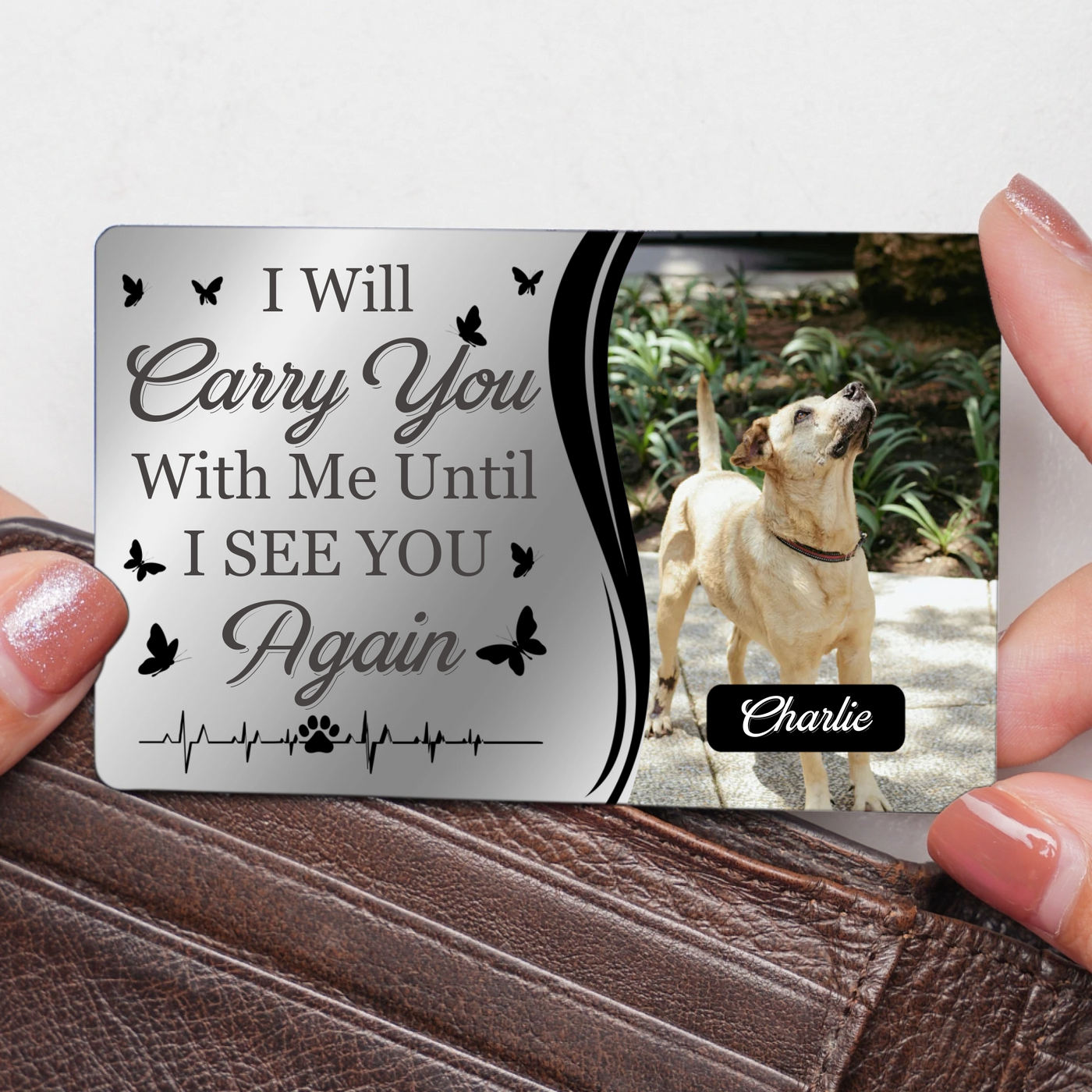 Personalized Aluminum Wallet Card - Custom Pet Memorial Keepsake with Photo & Quote - Sympathy Gift for Dog & Cat Lovers