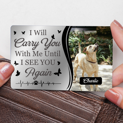 Personalized Aluminum Wallet Card - Custom Pet Memorial Keepsake with Photo & Quote - Sympathy Gift for Dog & Cat Lovers