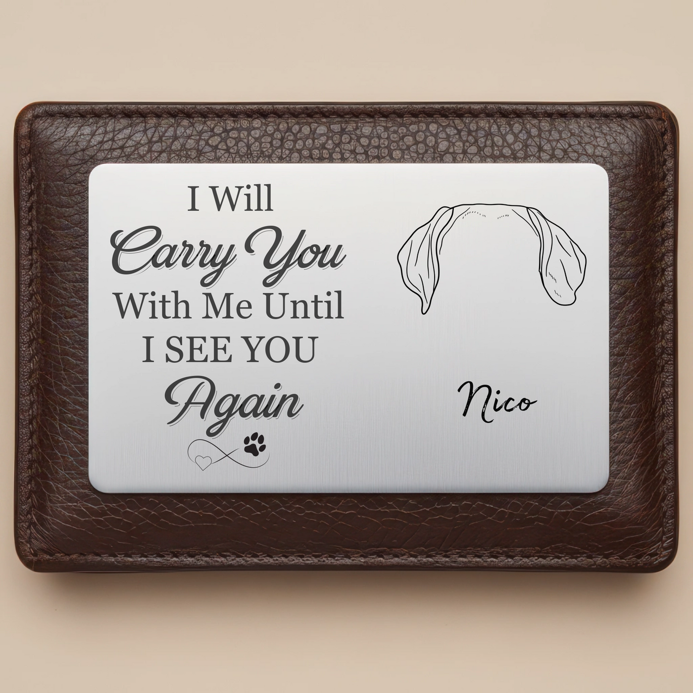 Personalized Dog Memorial Wallet Card - Custom Aluminum Keepsake with Breed Outline, Name & Quote - Sympathy Gift for Pet Loss