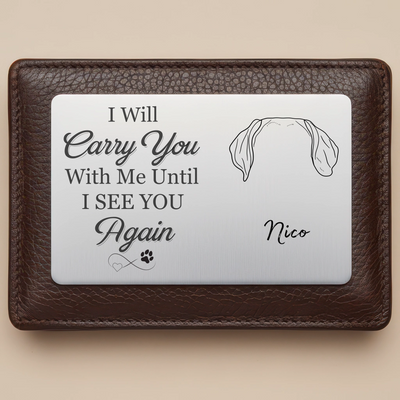 Personalized Dog Memorial Wallet Card - Custom Aluminum Keepsake with Breed Outline, Name & Quote - Sympathy Gift for Pet Loss