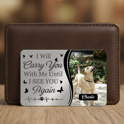 Personalized Aluminum Wallet Card - Custom Pet Memorial Keepsake with Photo & Quote - Sympathy Gift for Dog & Cat Lovers
