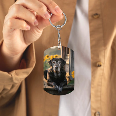 Double-sided memorial keychain featuring a custom pet photo on the front and heartfelt quote from the  back 