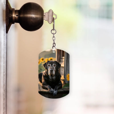 Double-sided memorial keychain featuring a custom pet photo on the front and heartfelt quote from the  back 