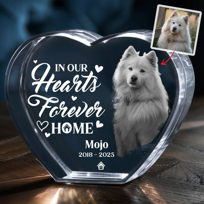 Personalized pet memorial 3D crystal heart with custom dog photo engraving – sympathy keepsake gift for pet parents