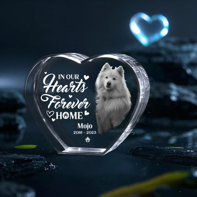 Heart-shaped crystal pet memorial keepsake with photo and engraving – remembrance gift for grieving pet parents