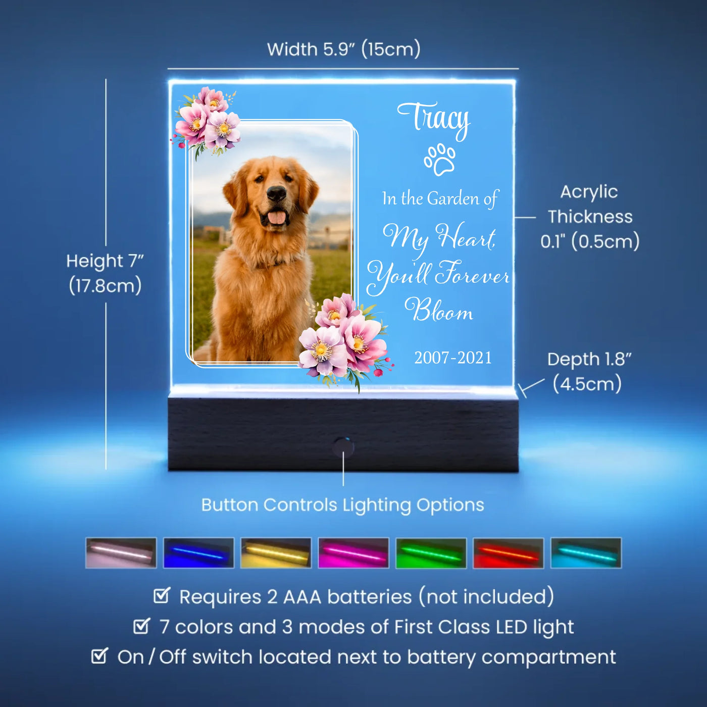 Acrylic Square Battery LED Base  