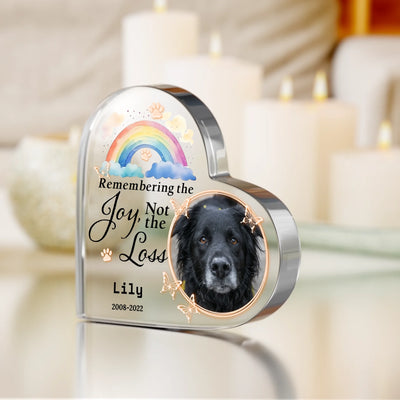 Remembering the Joy, Not the Loss - Memorial Personalized Custom Heart Shaped 3D LED Light - Sympathy Gift, Gift For Pet Owners, Pet Lovers