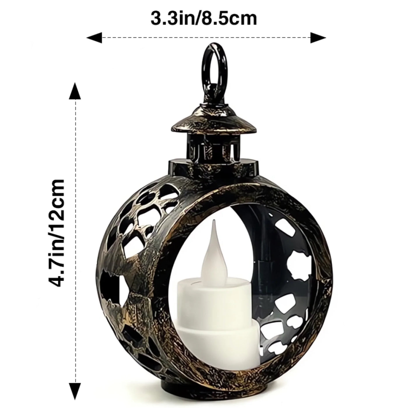 Custom winter lantern light with pet photo, snowflakes, and sympathy quote for memorial décor