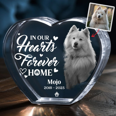Personalized pet memorial 3D crystal heart with custom dog photo engraving – sympathy keepsake gift for pet parents