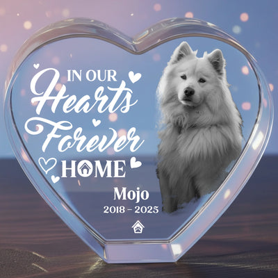 Personalized pet memorial 3D crystal heart with custom dog photo engraving – sympathy keepsake gift for pet parents