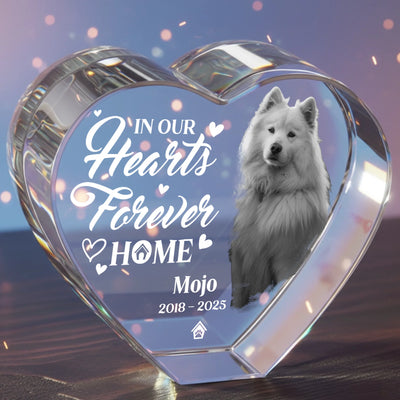 Personalized pet memorial 3D crystal heart with custom dog photo engraving – sympathy keepsake gift for pet parents