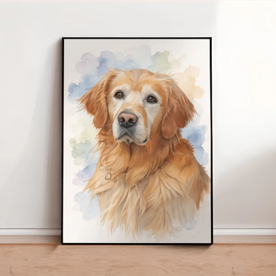 AI-generated Rainbow Bridge pet memorial framed poster with custom photo