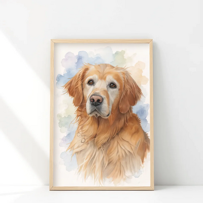 Custom dog memorial framed poster with rainbow background