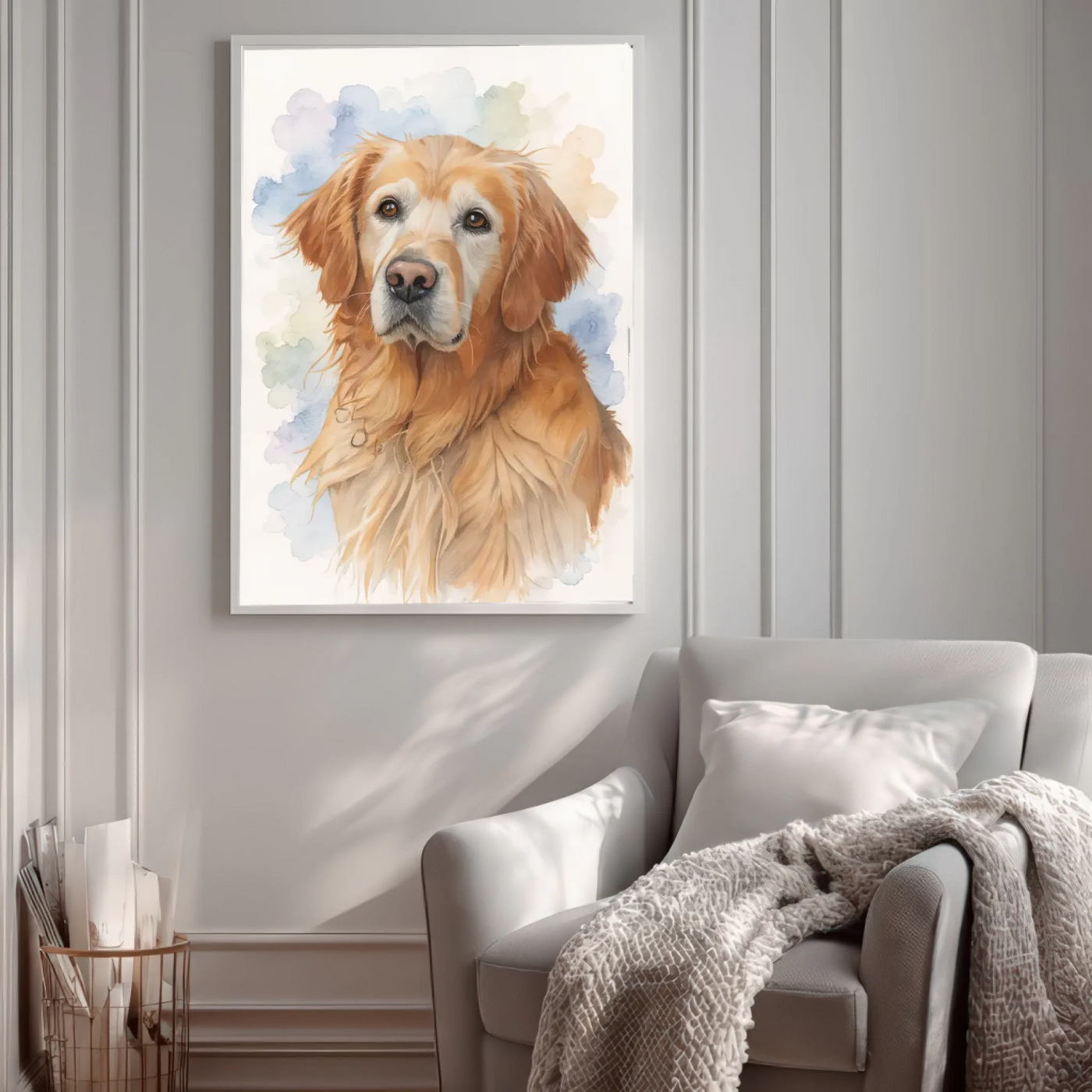 Framed pet loss gift - custom AI artwork with rainbow and pet photo