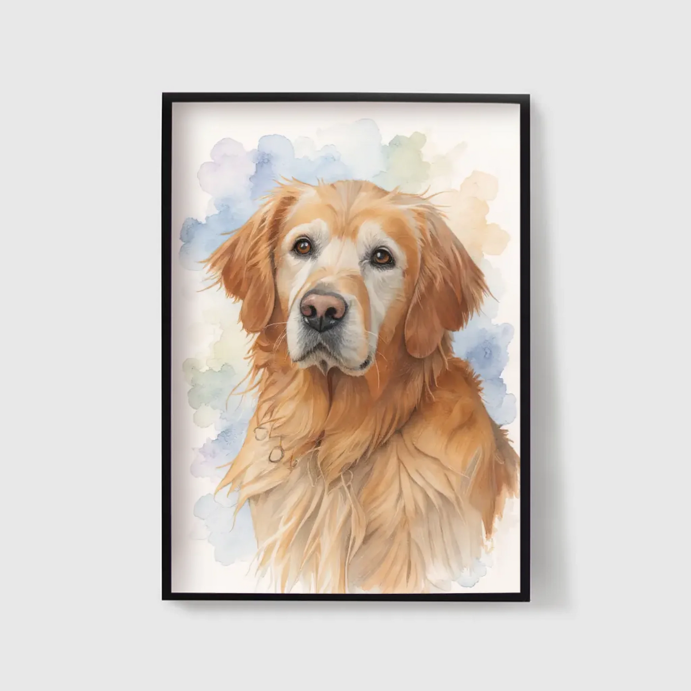 Framed pet loss gift - custom AI artwork with rainbow and pet photo