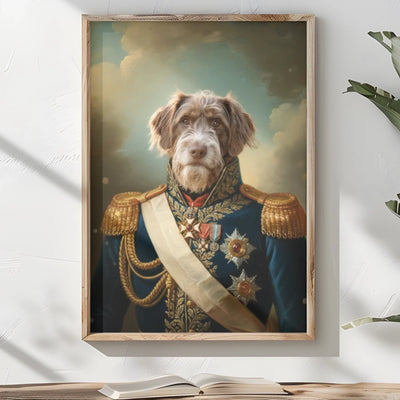 AI-generated watercolor portrait cat memorial framed poster with custom photo