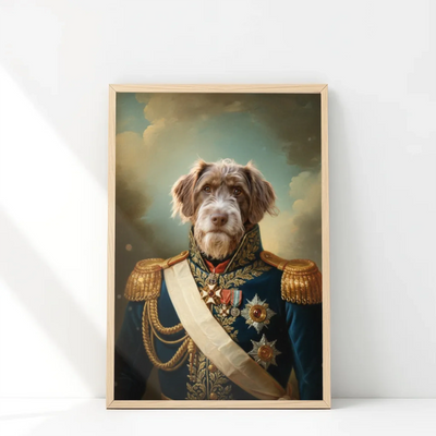 Custom dog memorial framed poster with rainbow background