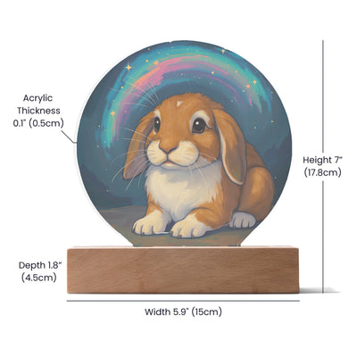 Personalized painterly pet portrait acrylic plaque with swirling starlit colors and LED base